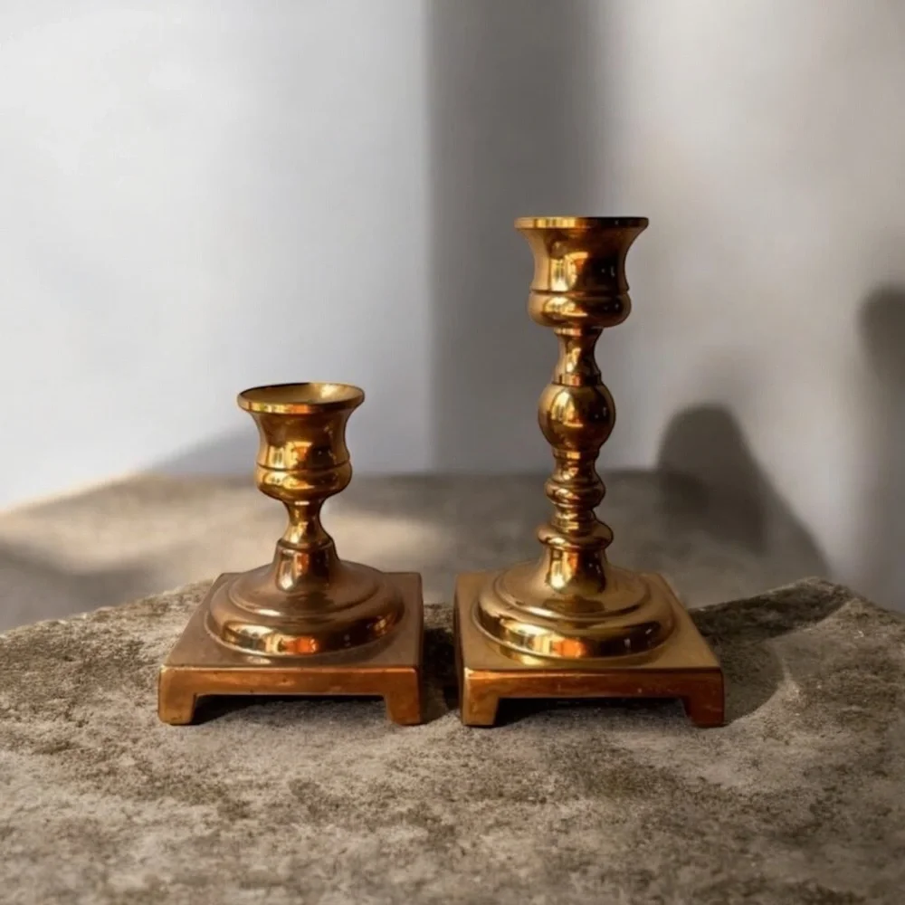 Vintage solid brass candle holders